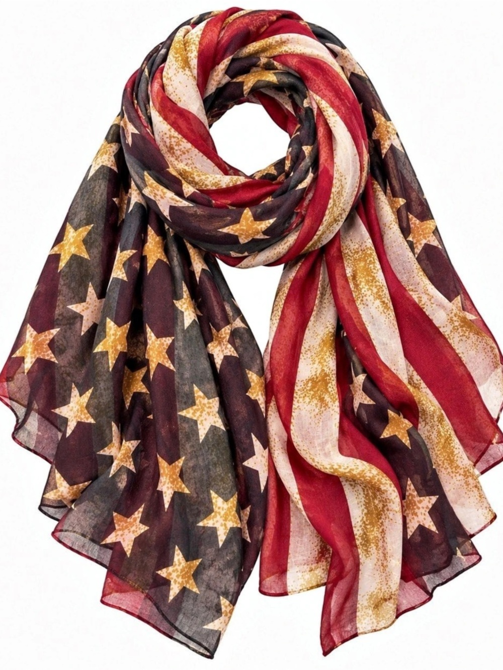 Star Print Scarf in Red & Black Like New